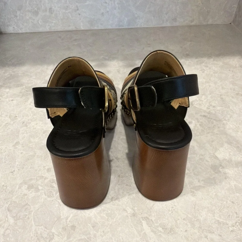 Frye And Company Wyllie Patchwork Block Heel Raised Platform Shoe. Size 8